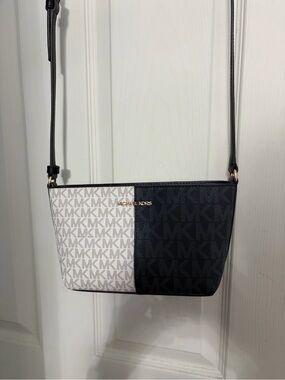 Michael Kors Two-Tone Signature Crossbody in Black & White